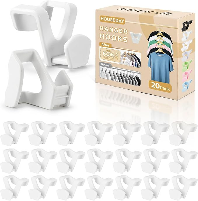 HOUSE DAY Space Saving Hangers 20 Pack, Clothes Hanger Connector Hooks, Heavy Duty Closet Space S... | Amazon (US)