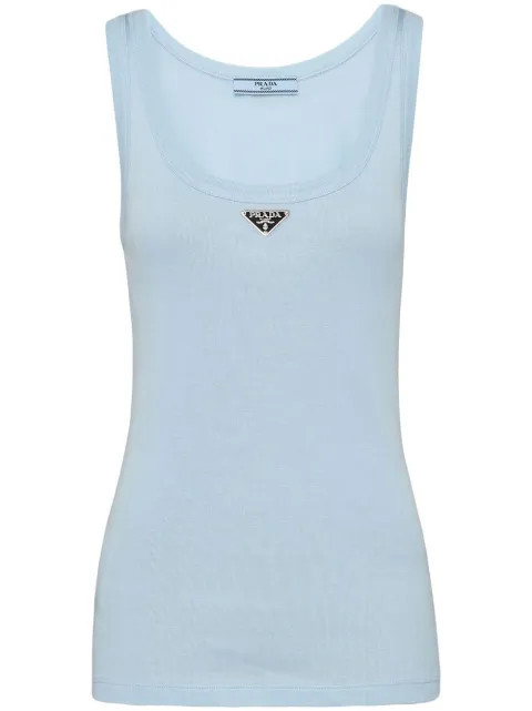 Prada Logo Plaque Tank Top - Farfetch | Farfetch Global