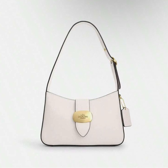 Coach Cream Leather Shoulder Bag with Gold Accents | Poshmark