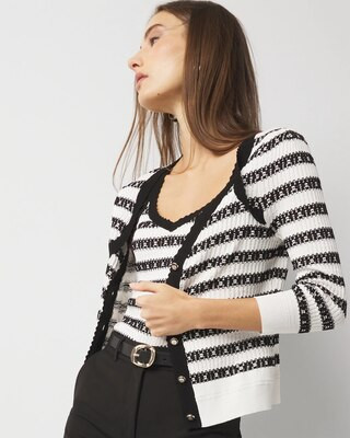 Textured Striped Sweater Cardigan | White House Black Market
