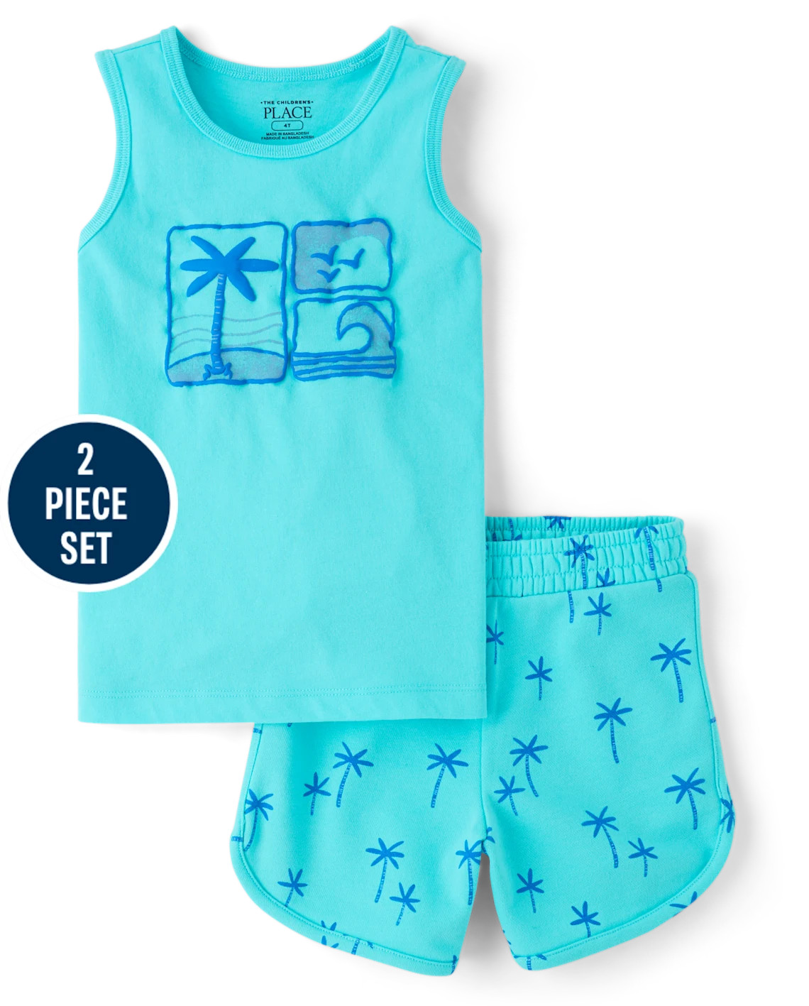 Baby And Toddler Boys Puff Print Beach 2-Piece Outfit Set - blue | The Children's Place