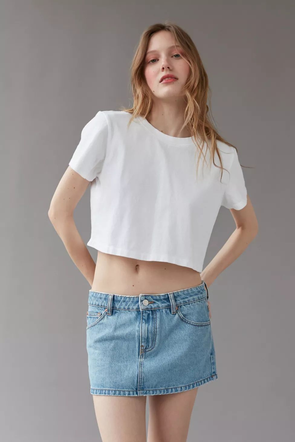 UO Oopsies Denim Micro Mini Skirt | Urban Outfitters (US and RoW)