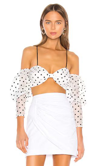 Sidney Crop Top in White & Black | Revolve Clothing (Global)