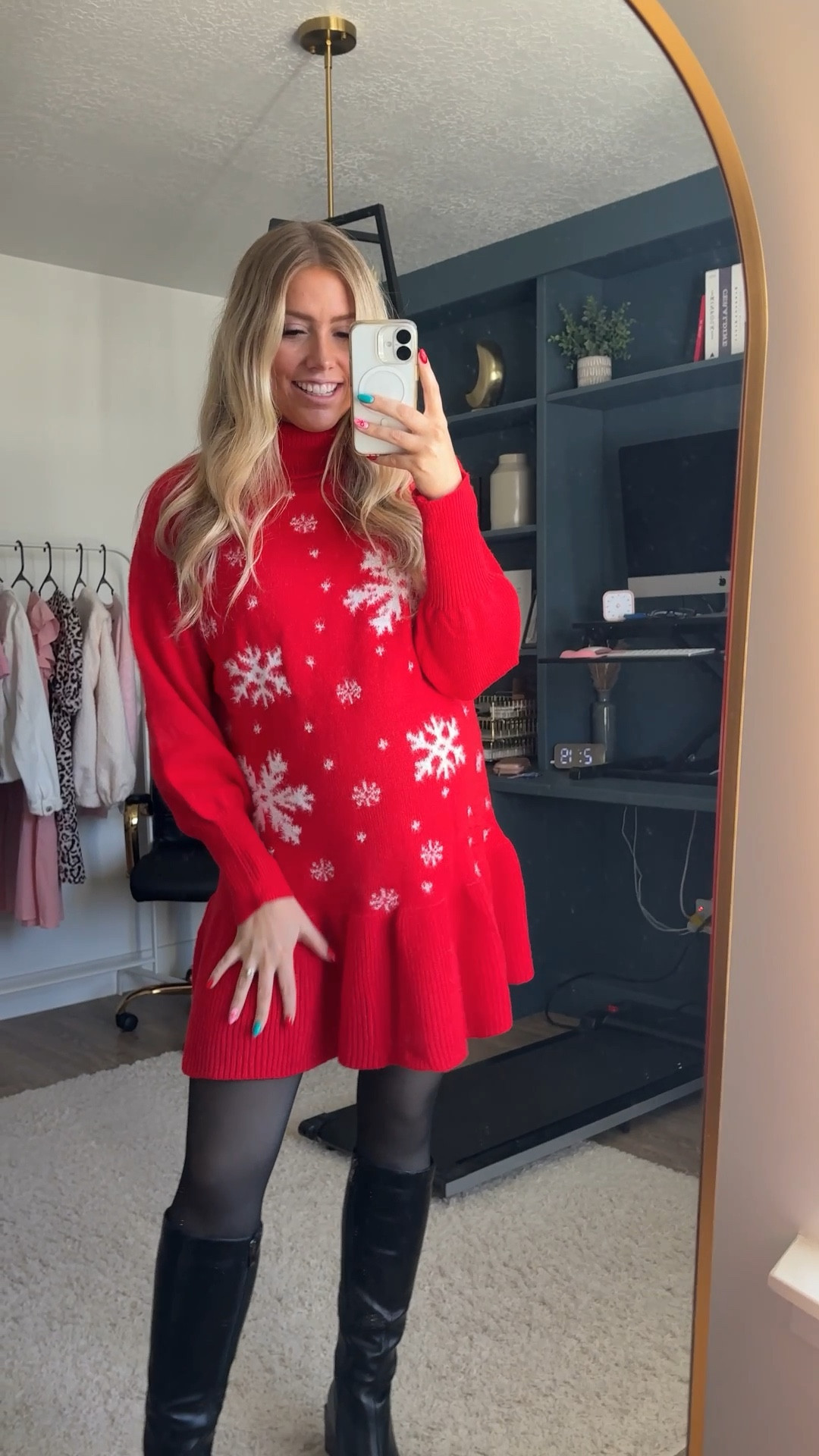 Christmas sweater dress that’s bump friendly! I sized up one to an L

Boots: size up half

| Christmas outfit | pregnant | bump friendly | holiday party outfit 

#LTKHoliday #LTKBump