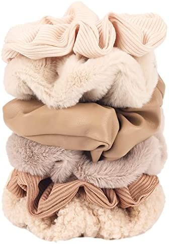 Matte Scrunchies for Hair 6PCS Large Velvet Scrunchies for Women Thick Hair Ultra Textured Soft H... | Amazon (US)