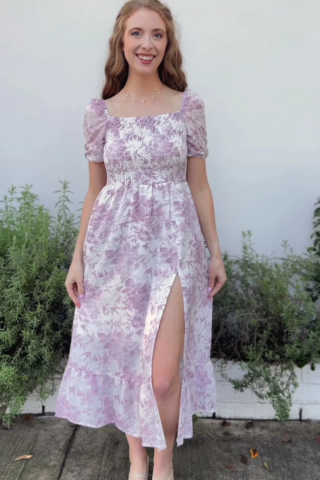 Marie Smocked Midi Dress | Morning Lavender