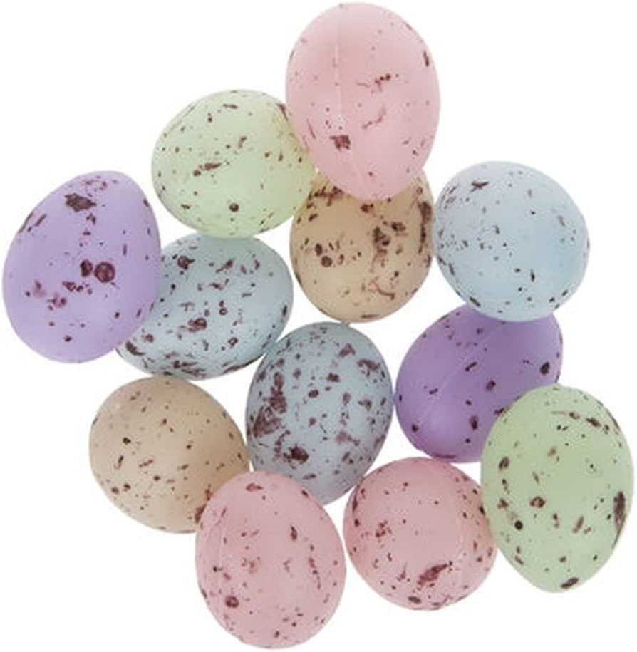 Pastel Speckled Bird Eggs for Crafts, Spring Decor - Plastic - 12 Pieces | Amazon (US)