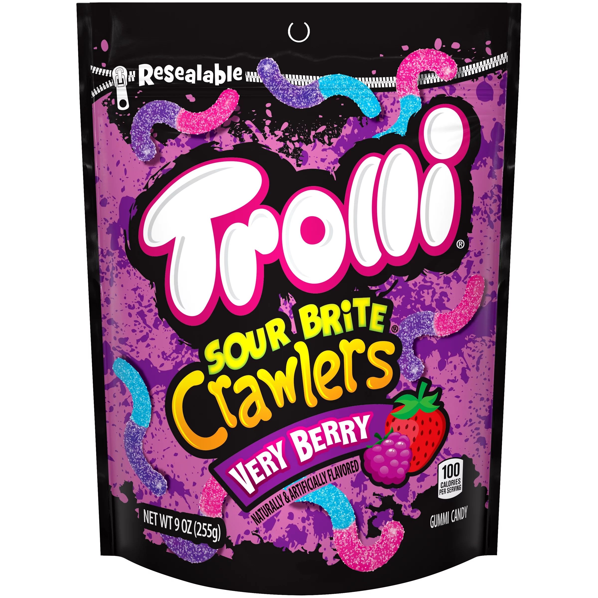 Trolli Very Berry Sour Brite Crawlers Gummy Worms Candy Bag, 9 Oz | Walmart (US)