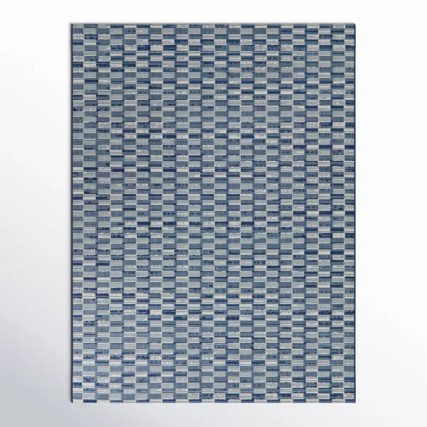 Riane Blue Checkered Patio Indoor/Outdoor Area Rug | AllModern