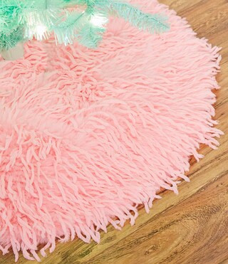 Beach Collection Flamingo Feather Faux Fur Mini Tree Skirt | Dillard's