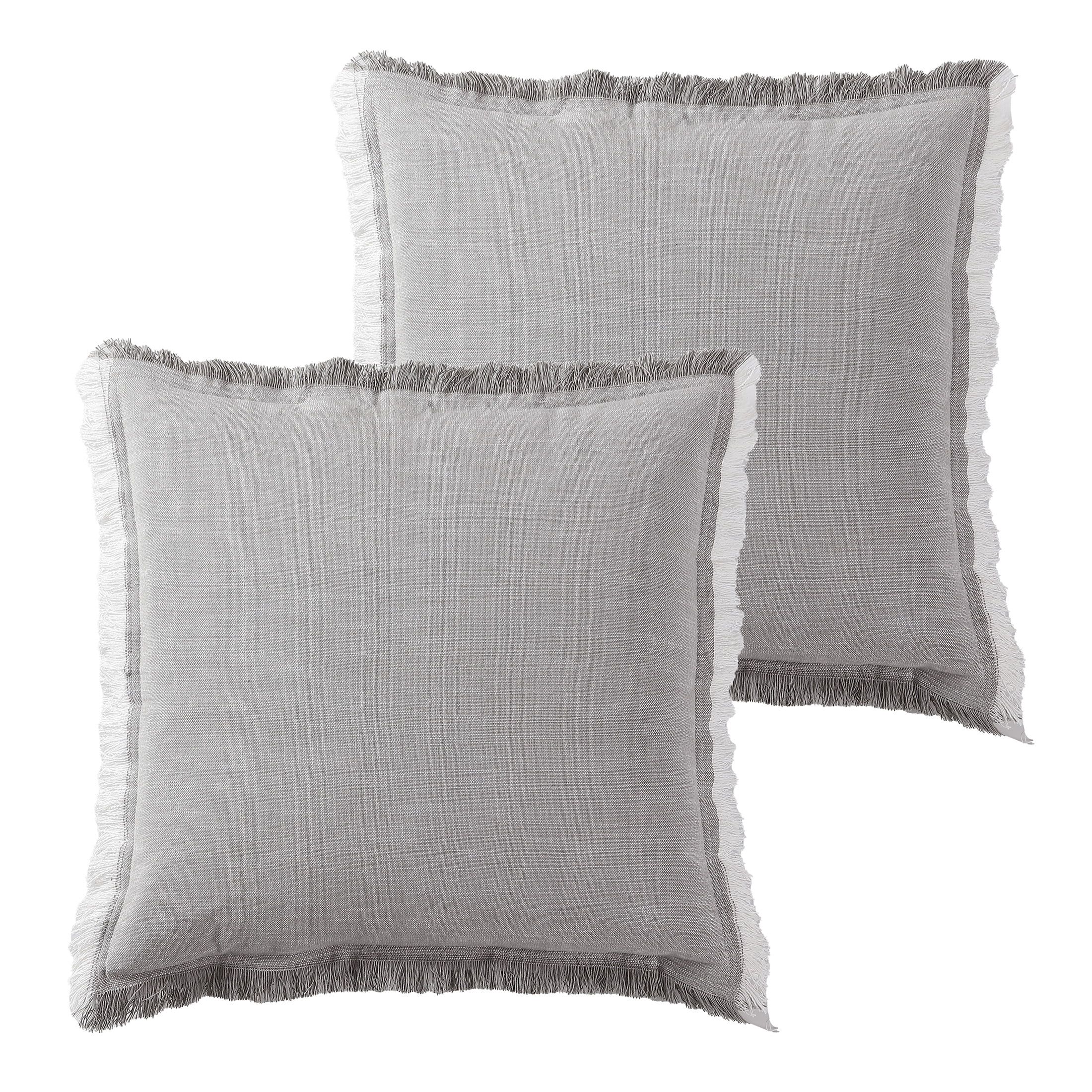 Better Homes & Gardens Decorative Throw Pillow, Cotton Fringe, Square, Grey, 20''x20'', 2 Pack | Walmart (US)