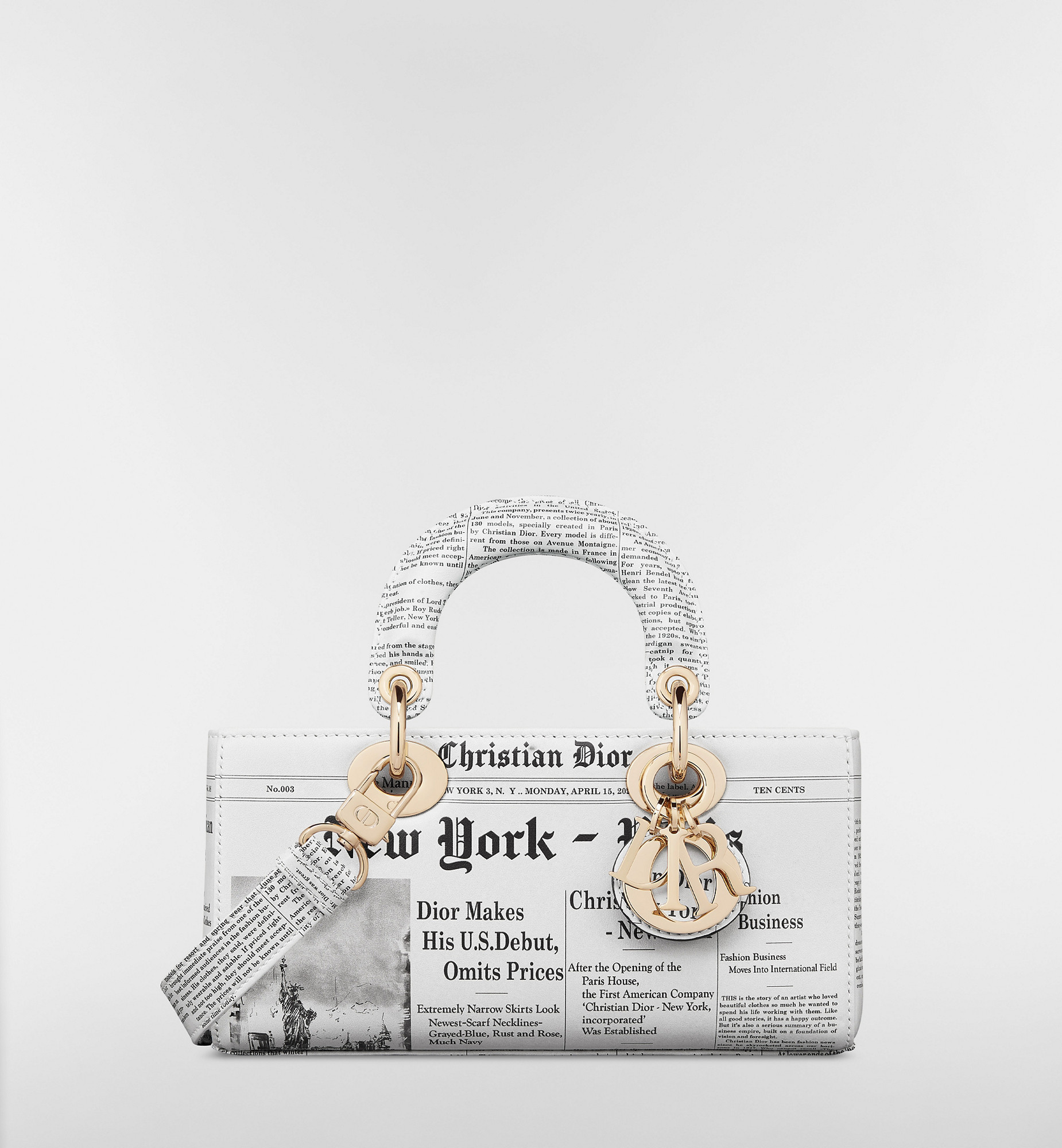 Small Lady D-Joy Bag White and Black Calfskin with Newspaper Print | DIOR | Christian Dior Parfums UK