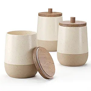 Barnyard Designs S/3 Ceramic Bathroom Canisters, Apothecary Jars with Lid, Qtip Holder Bathroom S... | Amazon (US)