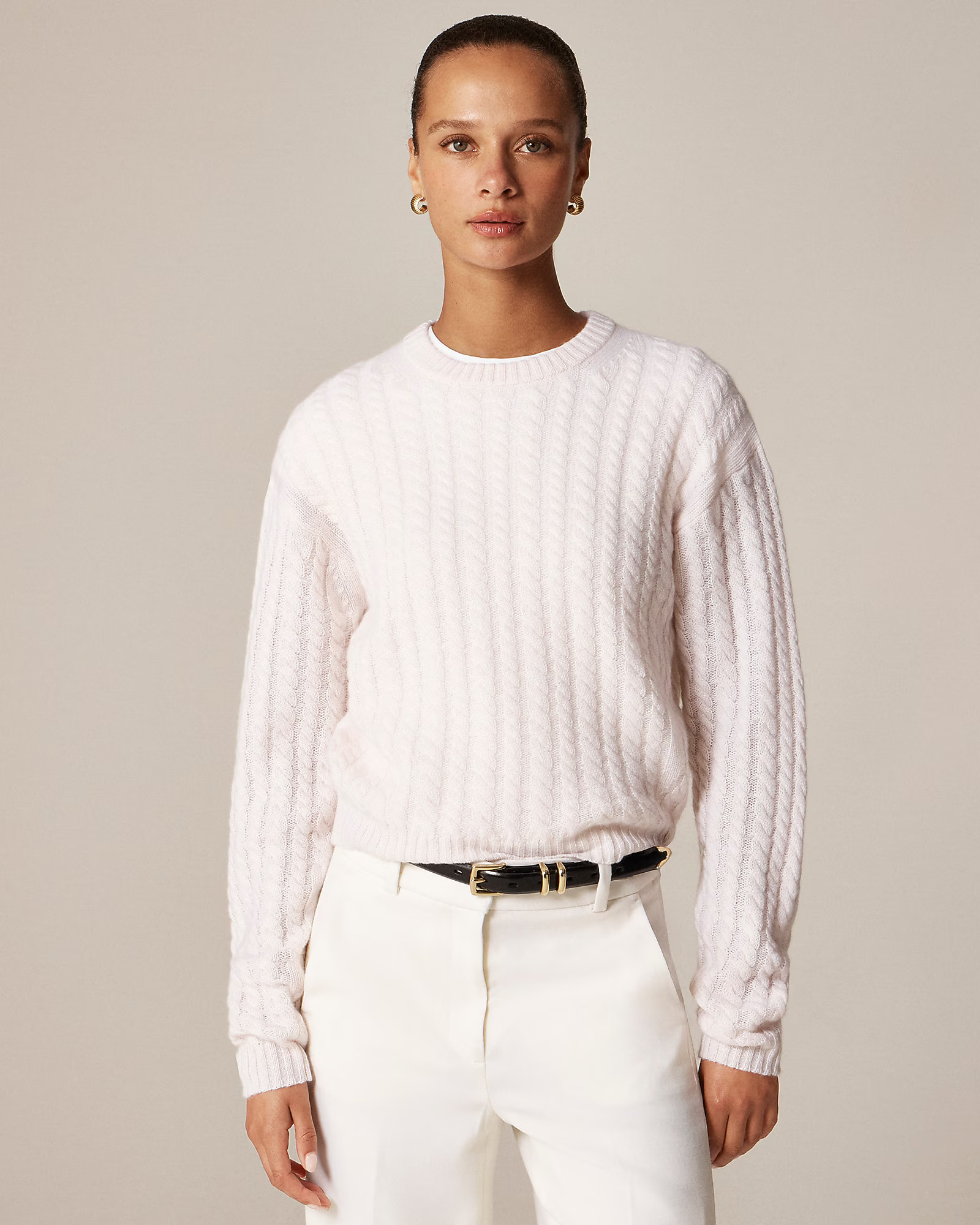 Perfect cashmere cable-knit crewneck sweater | J. Crew US