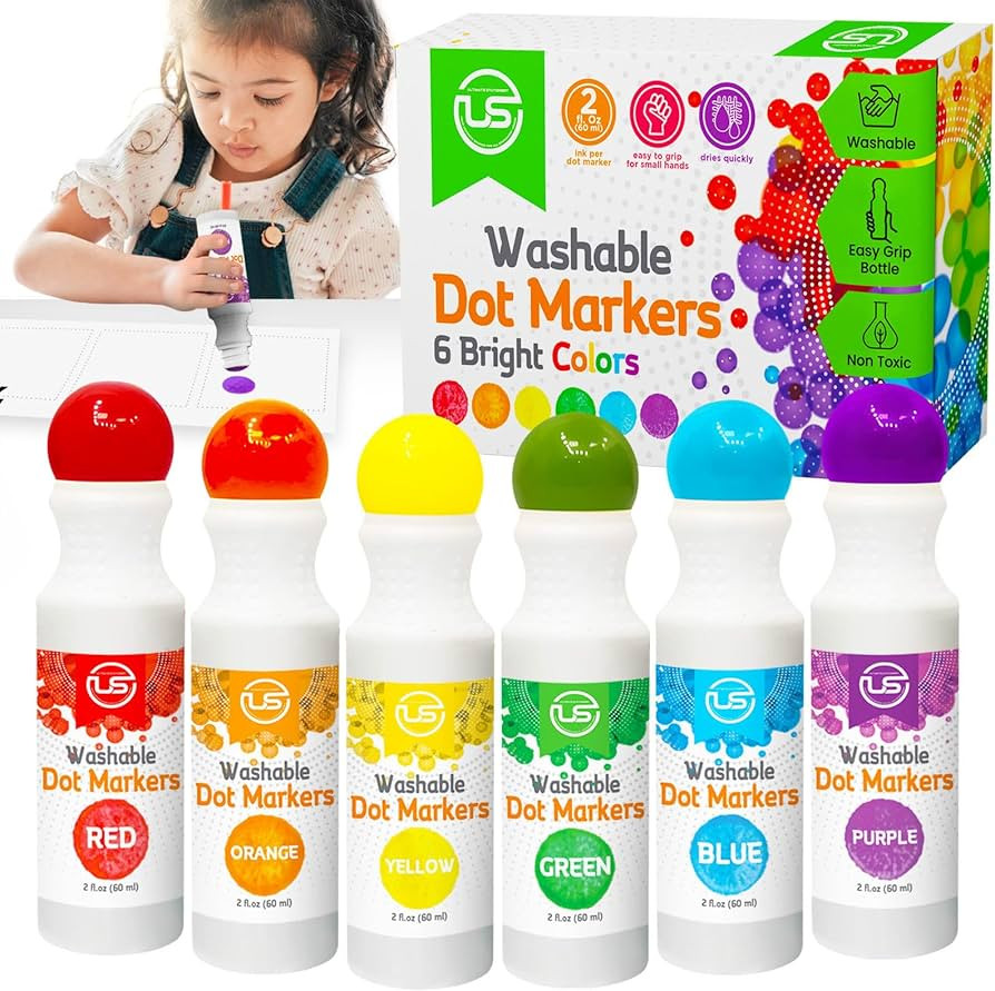 Dot Markers for Toddlers and Kids,6 Color Bingo Daubers, Dot Art Washable Paint for Kids, Bingo M... | Amazon (US)