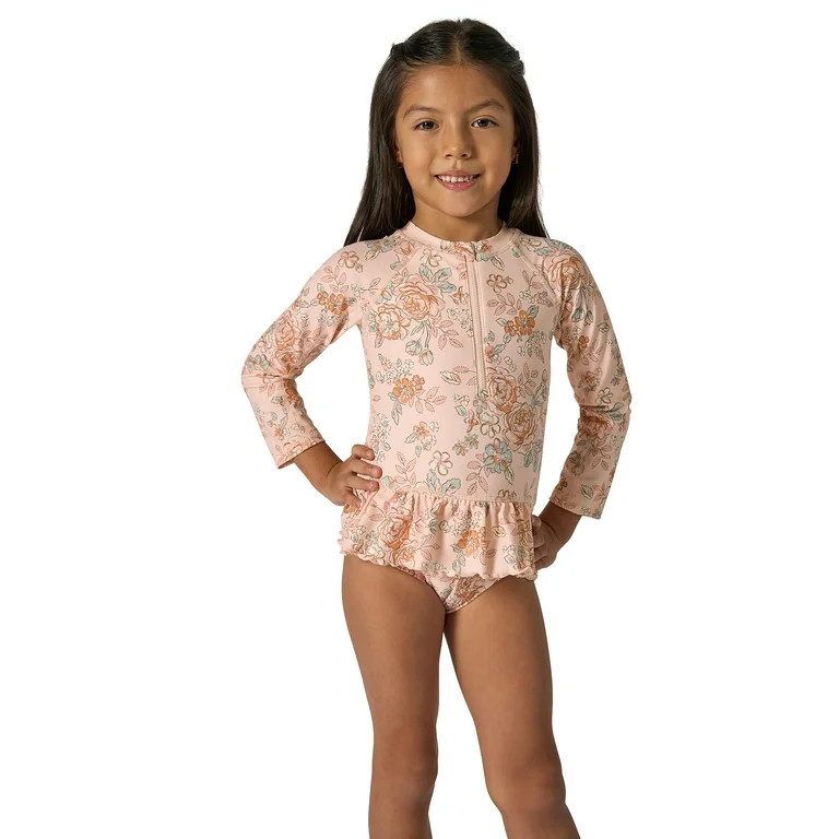 Modern Moments by Gerber Baby and Toddler Girl Peplum Ruffle Rashguard, Sizes 0/3M - 5T | Walmart (US)