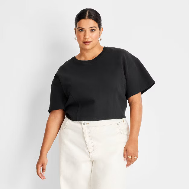 Women's Short Sleeve Boxy Crop T-Shirt - Future Collective™ with Kahlana Barfield Brown | Target