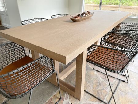 I posted a full review for Pottery Barn’s Portola Dining Table on my blog. I have pros, cons, and more detailed photos if you want to check it out. Overall I absolutely love it! 

For full review go here: https://mendezmanor.com/pottery-barn-portola-dining-table-review/

#potterybarn #portolatable #diningtable #diningroom #wooddiningtable