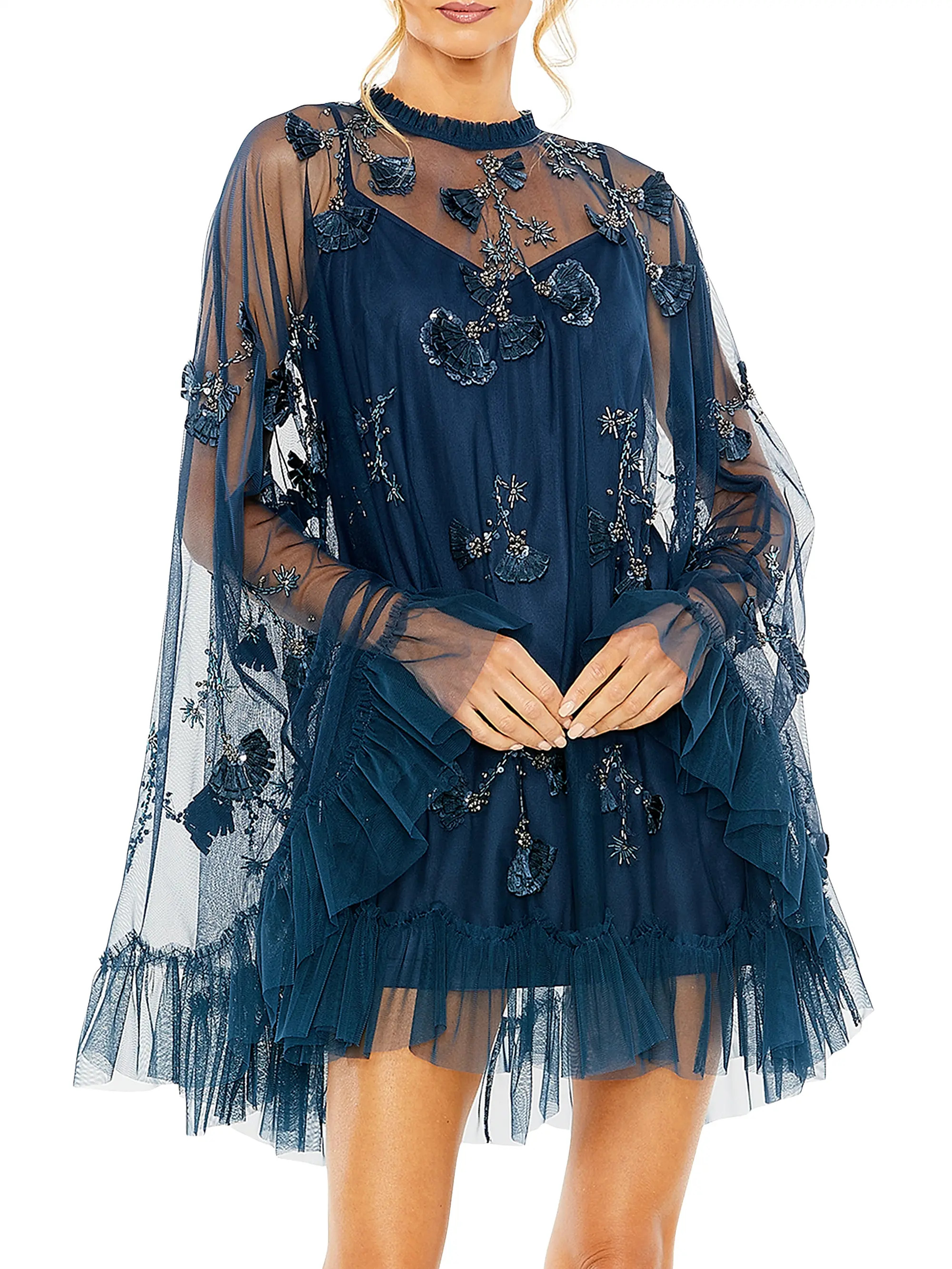 Mac Embellished Mesh A-Line Minidress | Saks Fifth Avenue