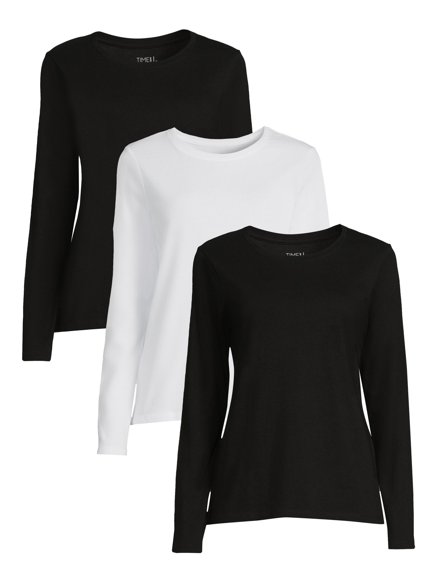 Time and Tru Women's Long Sleeve T-Shirt (3 Pack) | Walmart (US)