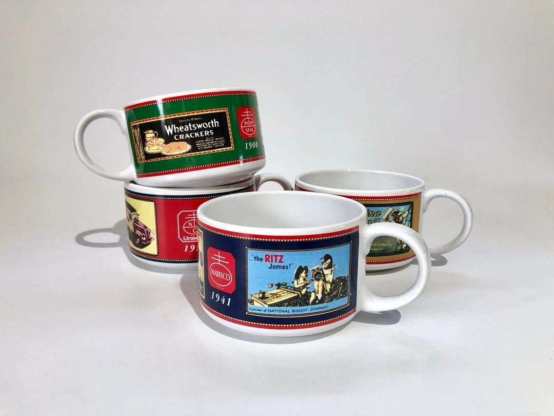 Vintage Nabisco Cracker Soup Mugs, Set of 4 Collectible Stoneware | Etsy (US)