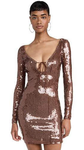 Bardot Women's Verona Sequin Mini Dress, Chocolate, Brown, Metallic, 12 | Amazon (US)