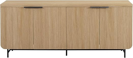 Walker Edison Reema Fluted 4-Door Kitchen Sideboard Buffet Console, 69 Inch, Coastal Oak | Amazon (US)