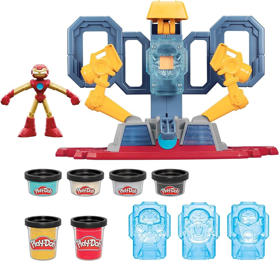 Play-Doh Marvel Iron Man Armor Maker Lab Playset with Lights and Sounds, Customizable Action Figu... | Amazon (US)