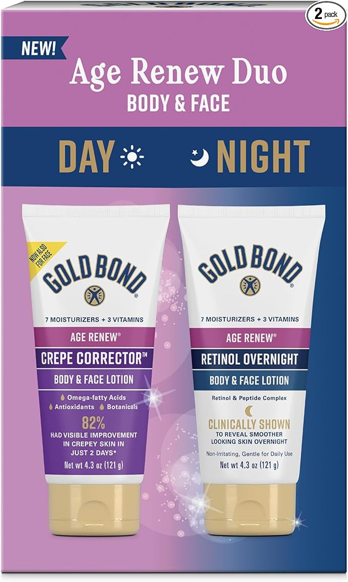 Gold Bond Age Renew Day & Night Duo Lotion Set for Body & Face, Crepe Corrector & Retinol Overnig... | Amazon (US)