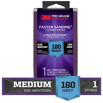 3M PRO Grade Precision Fine 180-Grit Sanding sponge 1-in x 2.5-in | Lowe's