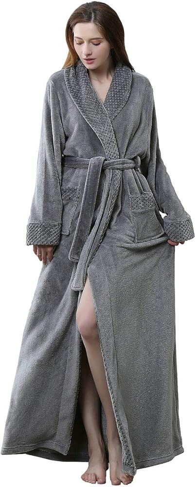 Artfasion Womens Long Fleece Robe - Warm Soft Floor Length Flannel Bathrobes for Winter Thicker L... | Amazon (US)