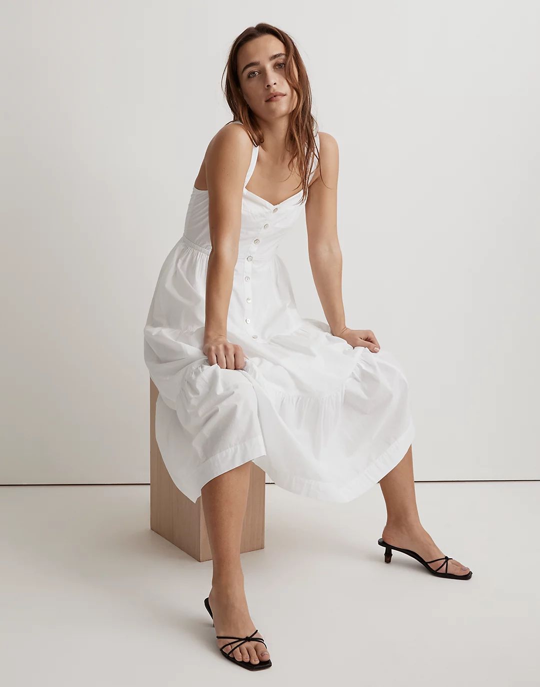 Button-Front Tiered Midi Dress | Madewell