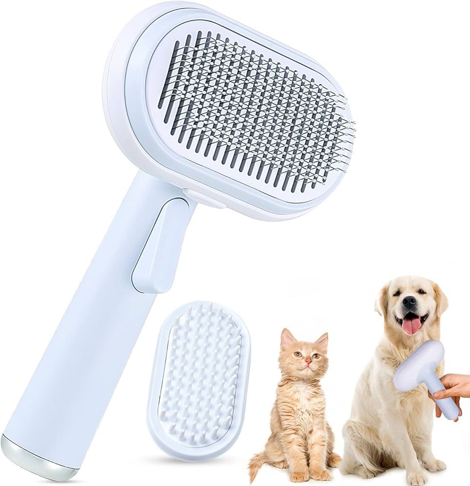 Dog & Cat Grooming Brush,Dog Brush for Shedding,Cat Brushes for Indoor Cats,Self Cleaning Slicker... | Amazon (US)