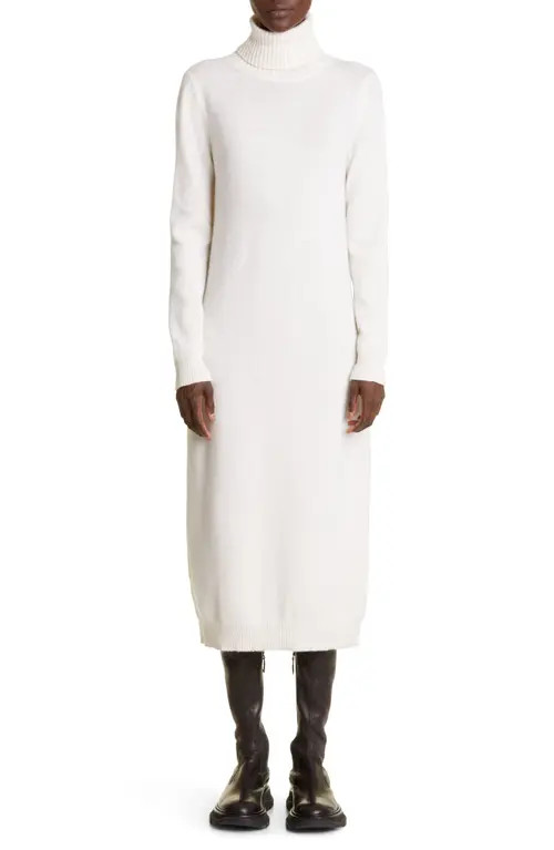 Max Mara Fanfara Long Sleeve Turtleneck Wool & Cashmere Midi Sweater Dress in Silk at Nordstrom, Siz | Nordstrom