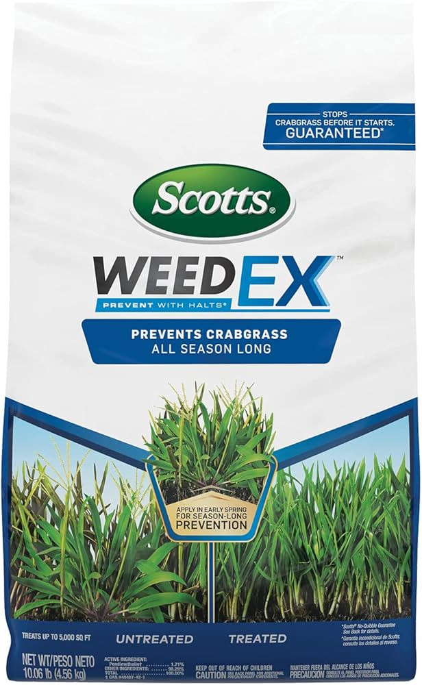 Scotts WeedEx Prevent with Halts, Crabgrass Preventer, Pre-Emergent Grassy Weed Killer, 5,000 sq.... | Amazon (US)