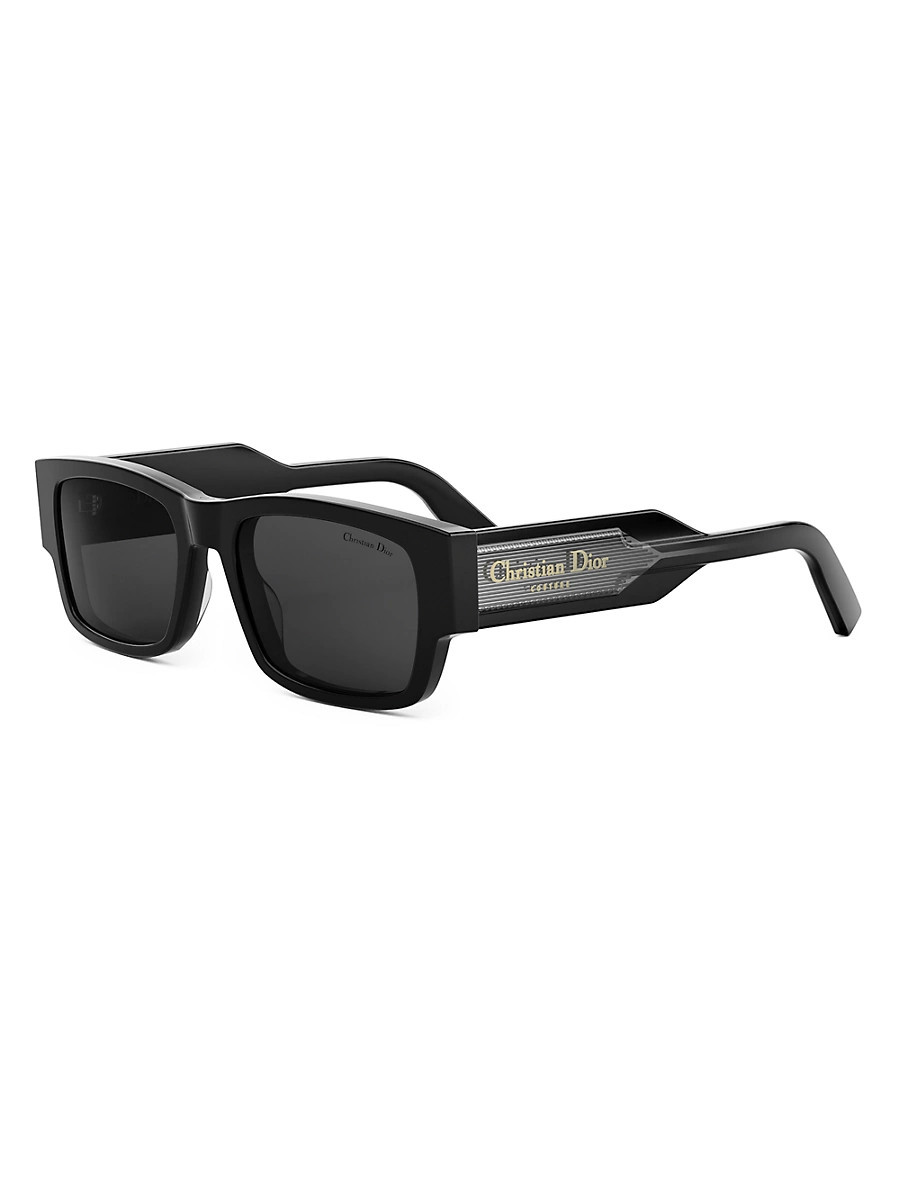 Men's Christian Dior Label S1I 54MM Rectangular Sunglasses - Black | Saks Fifth Avenue