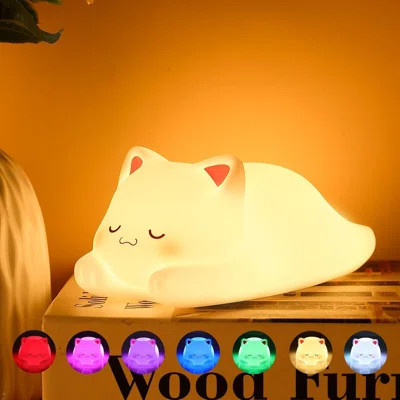 Night Light,16 Colors Cute Cat Lamp, Dimmable Baby Night Lights for Nursery Toddler,Silicone Rechargeable Nightlight for Kids Room, Kawaii Room Decor | Wayfair North America