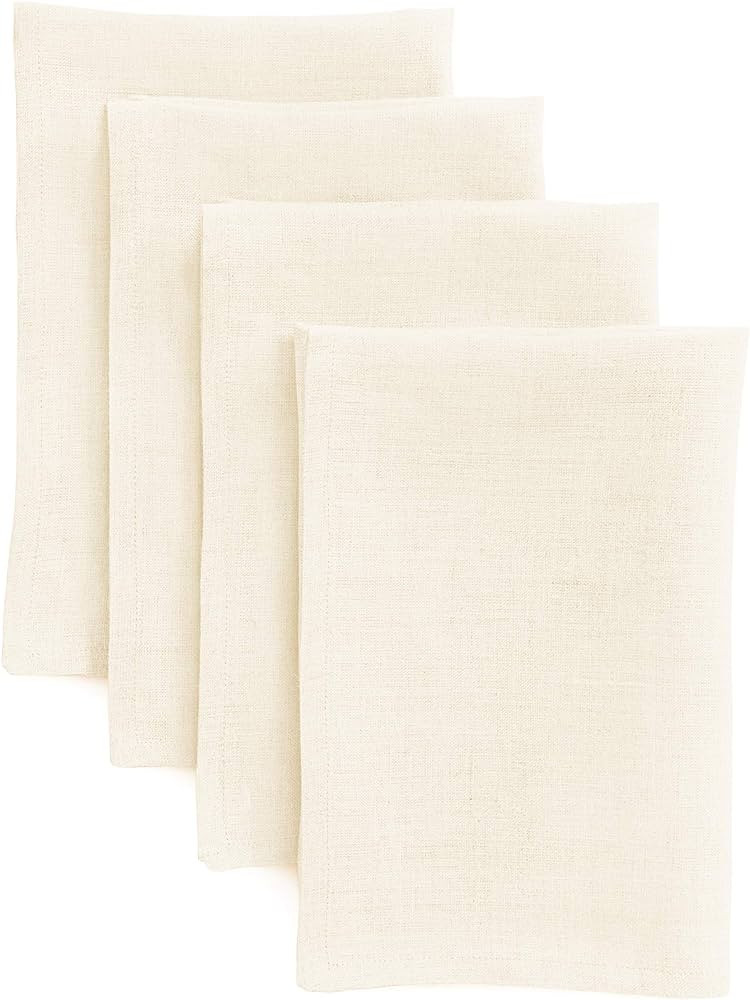 Solino Home Ivory Linen Napkins 20 x 20 Inch – 100% Pure Linen Cloth Dinner Napkins Set of 4 ... | Amazon (US)