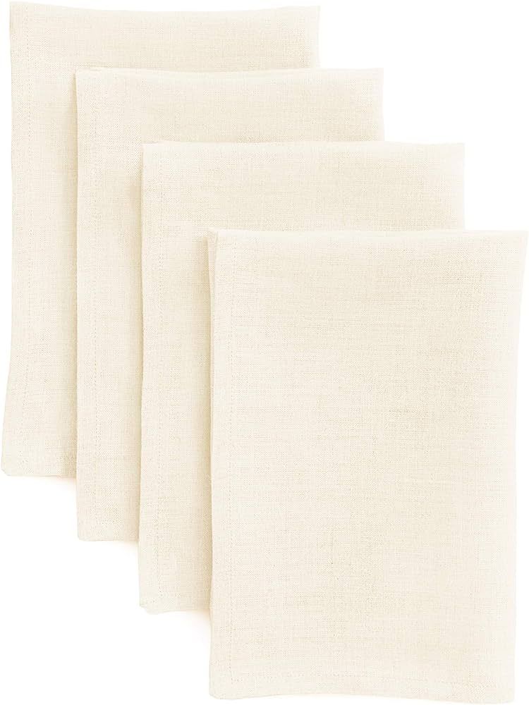 Solino Home Ivory Linen Napkins 20 x 20 Inch – 100% Pure Linen Cloth Dinner Napkins Set of 4 ... | Amazon (US)