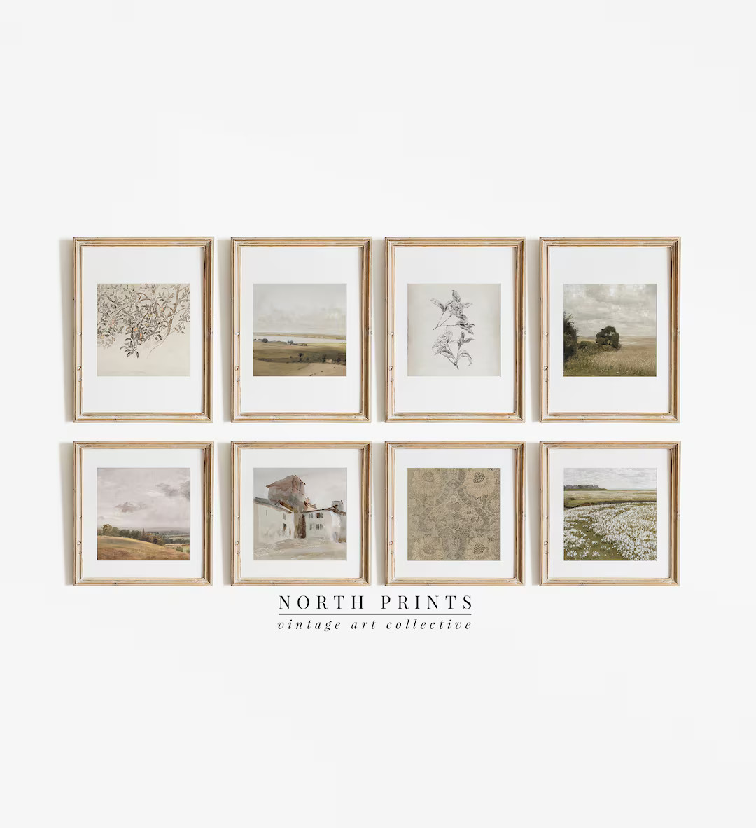 Vintage Gallery Wall Art Set: Square Neutral Farmhouse Prints (Printable Download) S8-4 | Etsy (US)
