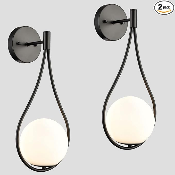 HOLKIRT Black Wall Sconces Set of Two Mid Century Modern Wall Light Fixtures for Bedroom Living R... | Amazon (US)