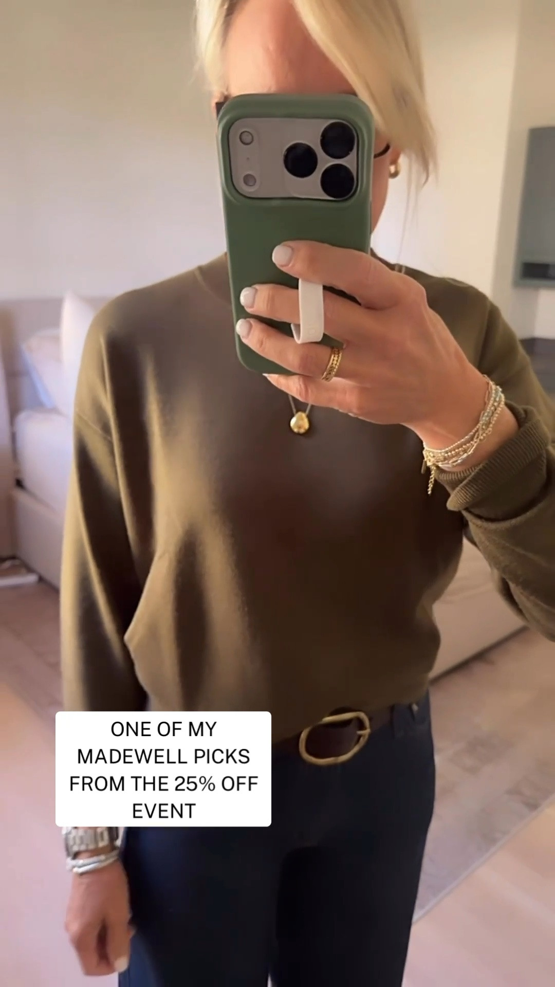 An easy fall outfit I know I’ll repeat. 🤎 This Madewell sweater is so soft, and I love the olive color with dark denim for an effortless, classic combination. I sized up to a medium for a looser fit.

Today is the final day of the Madewell Insider Event! Madewell Insiders are getting 25% off sitewide right now! I’m linking the sweater, denim, and belt here.

#LTKgrwm #LTKootd #LTKOver40