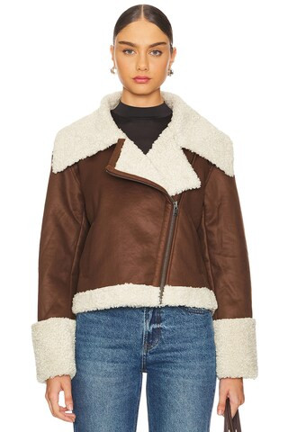 Bardot Finn Faux Leather Jacket in Chocolate from Revolve.com | Revolve Clothing (Global)