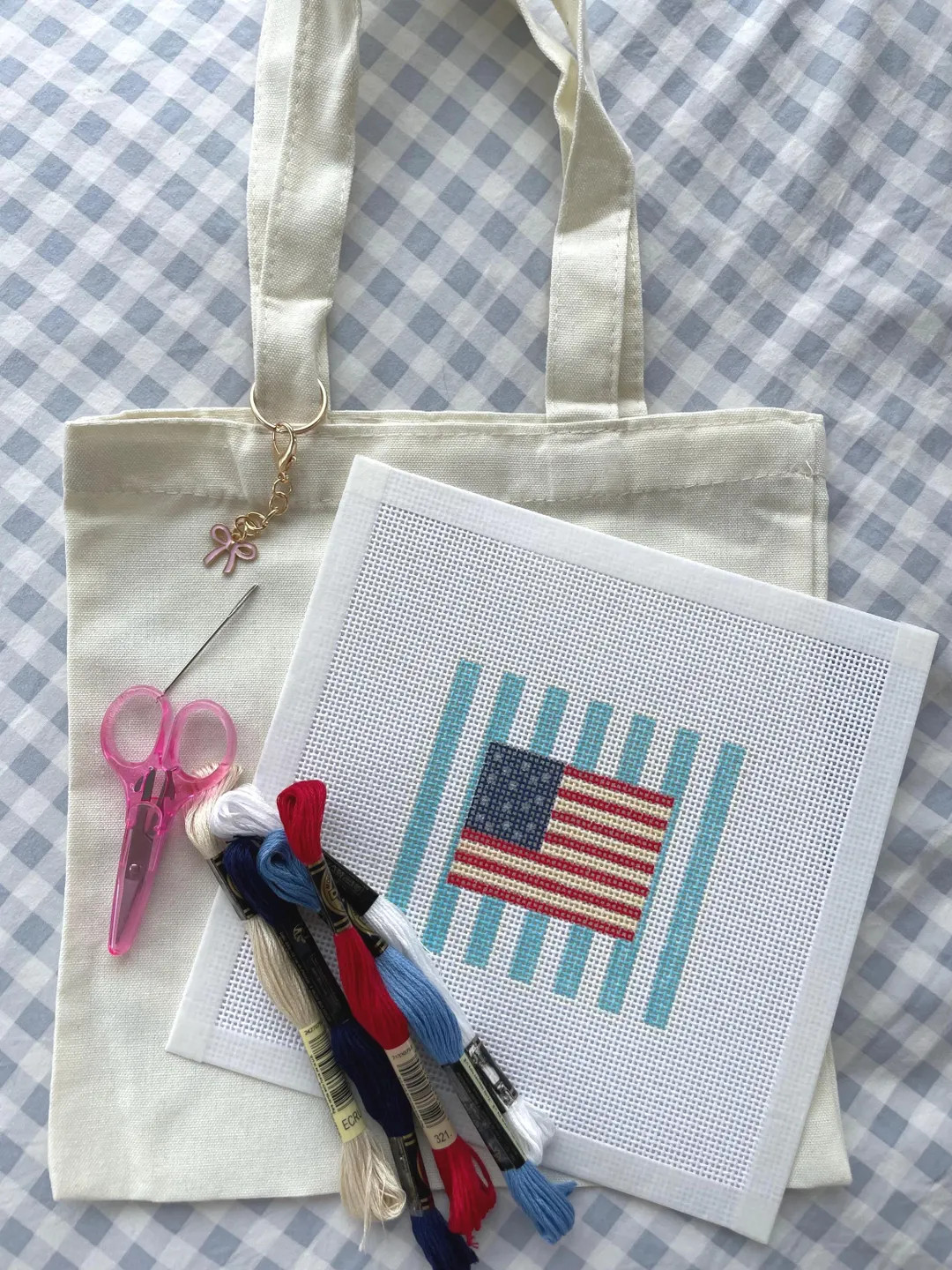 Coastal American Flag Beginner Hand-Painted Canvas Needlepoint Kit | Etsy (US)