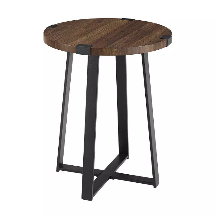 Wrightson Urban Industrial Faux Wrap Leg Round Side Table - Saracina Home | Target