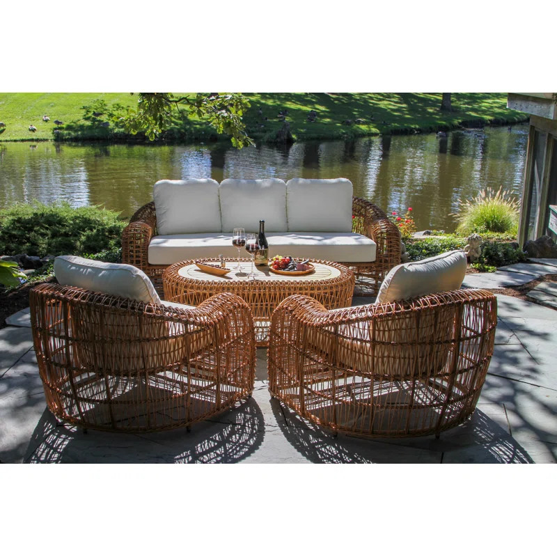 Alyshia 4 Piece Sofa Seating Group with Sunbrella Cushions | Joss & Main