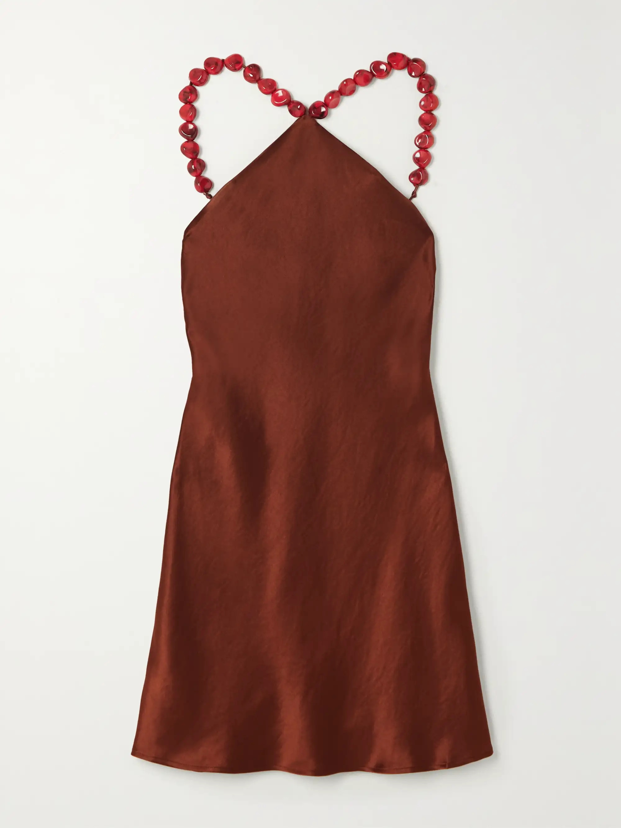 Cadence bead-embellished satin halterneck mini dress | NET-A-PORTER (US)