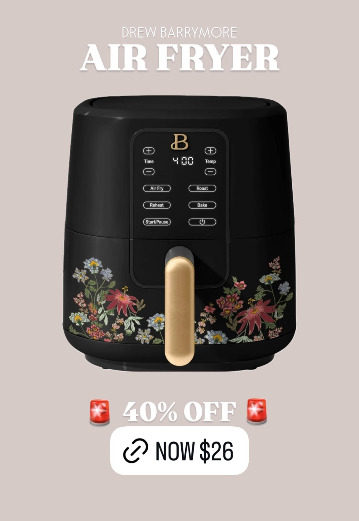 This gorgeous air fryer is in sale for $26 at Walmart

Walmart Drew Barrymore kitchen gadgets appliances home finds deal alert sale finder air fryer healthy fitness family resolution new year  

#LTKSaleAlert #LTKFindsUnder50 #LTKHome