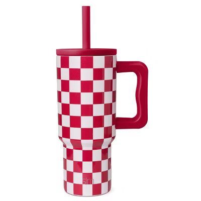 Simple Modern 24oz Trek Checkmate Straw Tumbler Red/White: Stainless Steel, Dishwasher-Safe, Cold Beverages, All Ages | Target