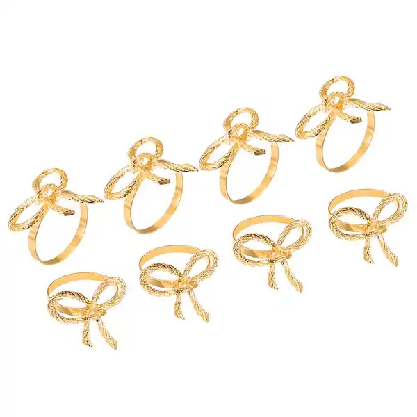 Metal Napkin Rings, 8pcs Bow-knot Napkin Ring Holder Set, Gold Tone - Gold Tone - 38mm | Bed Bath & Beyond